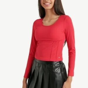 Levi's Vibrant Red Long Sleeve Corset Top